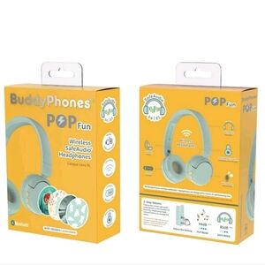 Teal BuddyPhones POP Fun Wireless Headphones With Stickers